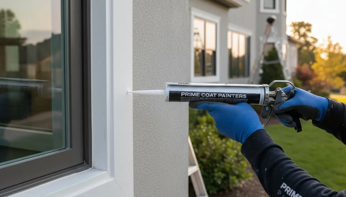 Professional caulking and sealing on Sacramento, CA home exterior for weather protection and energy efficiency