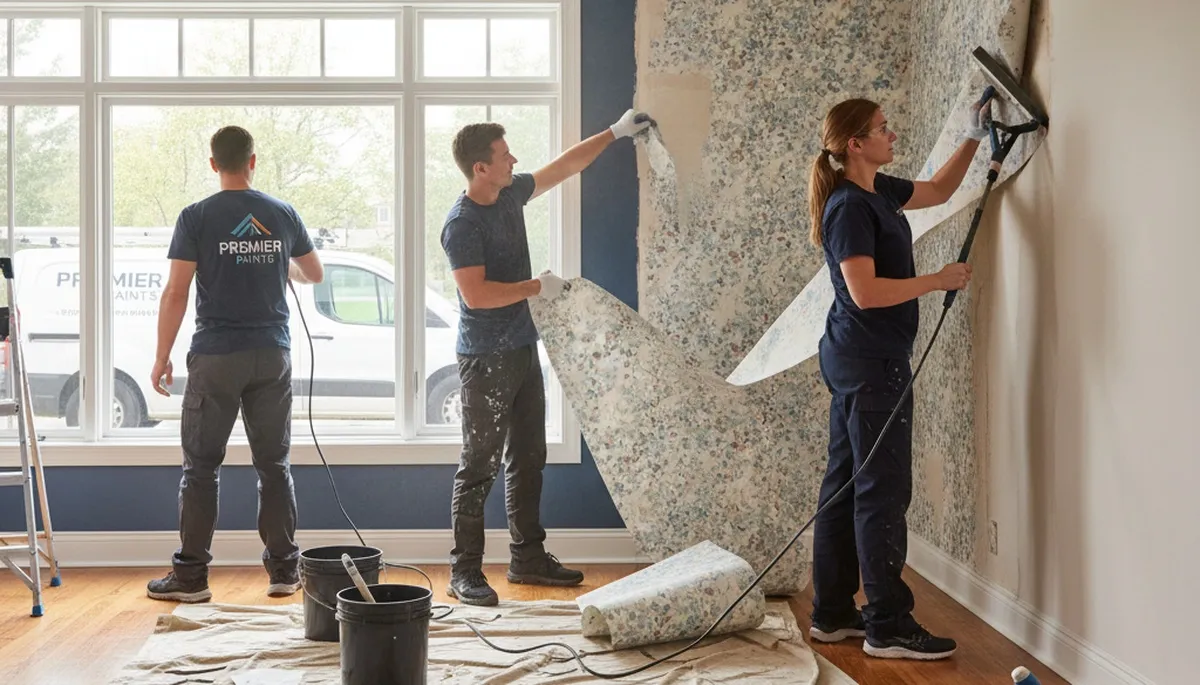 Professional wallpaper removal and wall preparation by house painters in Sacramento, CA